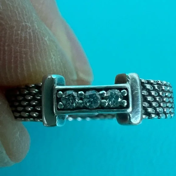 🔴Authentic VINTAGE TIFFANY & CO Diamonds Sterling Silver Somerset Mesh Ring🔴 - Picture 9 of 9